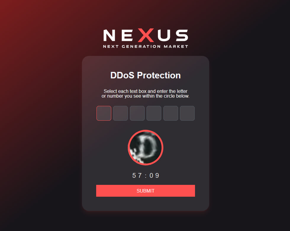 A digital security shield with encryption symbols and a red cyberpunk aesthetic, representing Nexus marketplace's advanced security protocols